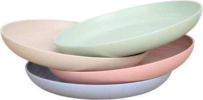 4 pack，7.8 Inches Unbreakable Wheat Straw Plates - Reusable Plate Set - Dishwasher & Microwave Safe - Perfect for Dinner Dishes - Healthy