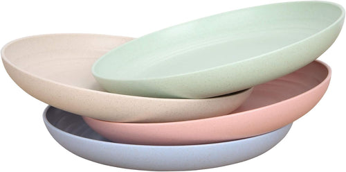 4 pack，7.8 Inches Unbreakable Wheat Straw Plates - Reusable Plate Set - Dishwasher & Microwave Safe - Perfect for Dinner Dishes - Healthy