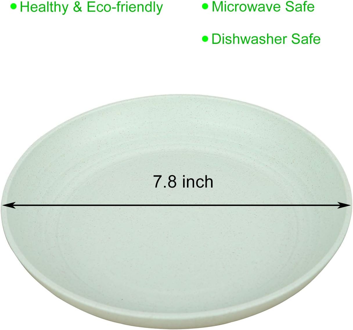 4 pack，7.8 Inches Unbreakable Wheat Straw Plates - Reusable Plate Set - Dishwasher & Microwave Safe - Perfect for Dinner Dishes - Healthy