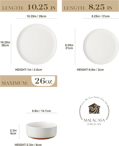 Plates and Bowls Sets, 12 Pieces Modern Stoneware Dinnerware Set for 4 Kitchen Dinner Set Ceramic Dishware Dishes Set Microwave and Dishwasher Safe