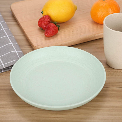 4 pack，7.8 Inches Unbreakable Wheat Straw Plates - Reusable Plate Set - Dishwasher & Microwave Safe - Perfect for Dinner Dishes - Healthy