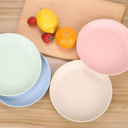 4 pack，7.8 Inches Unbreakable Wheat Straw Plates - Reusable Plate Set - Dishwasher & Microwave Safe - Perfect for Dinner Dishes - Healthy