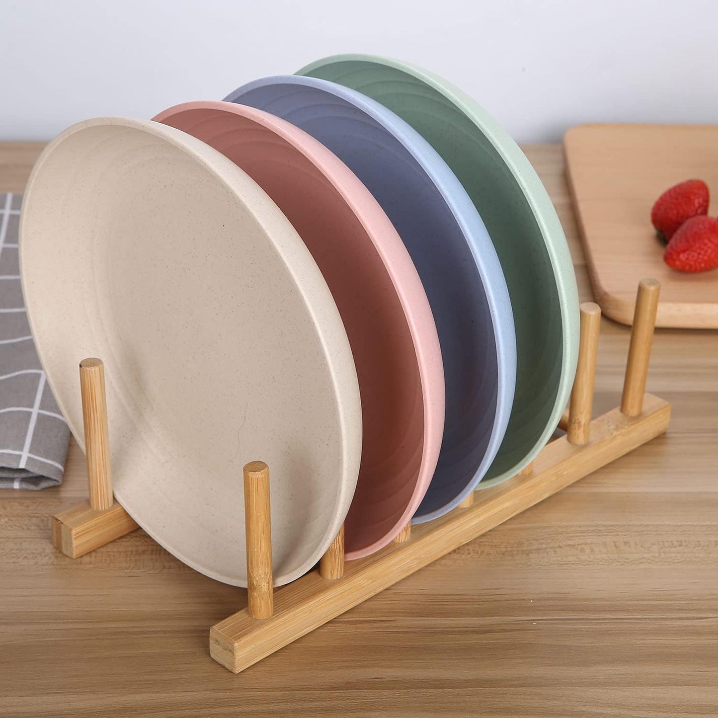 4 pack，7.8 Inches Unbreakable Wheat Straw Plates - Reusable Plate Set - Dishwasher & Microwave Safe - Perfect for Dinner Dishes - Healthy