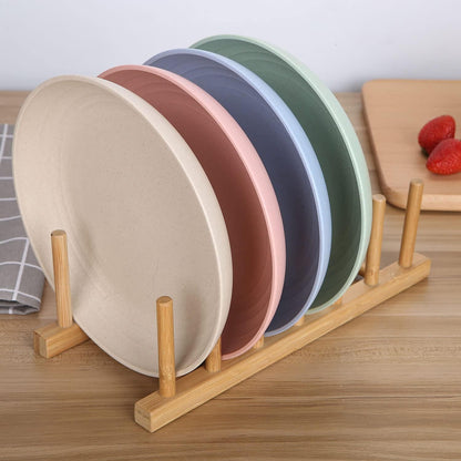 4 pack，7.8 Inches Unbreakable Wheat Straw Plates - Reusable Plate Set - Dishwasher & Microwave Safe - Perfect for Dinner Dishes - Healthy