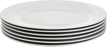 6-Piece White Dinner Plate Set, Microwave and Dishwasher Safe for Everyday Use, 10.5 inches