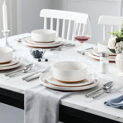 Plates and Bowls Sets, 12 Pieces Modern Stoneware Dinnerware Set for 4 Kitchen Dinner Set Ceramic Dishware Dishes Set Microwave and Dishwasher Safe