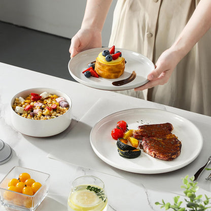 Plates and Bowls Sets, 12 Pieces Modern Stoneware Dinnerware Set for 4 Kitchen Dinner Set Ceramic Dishware Dishes Set Microwave and Dishwasher Safe